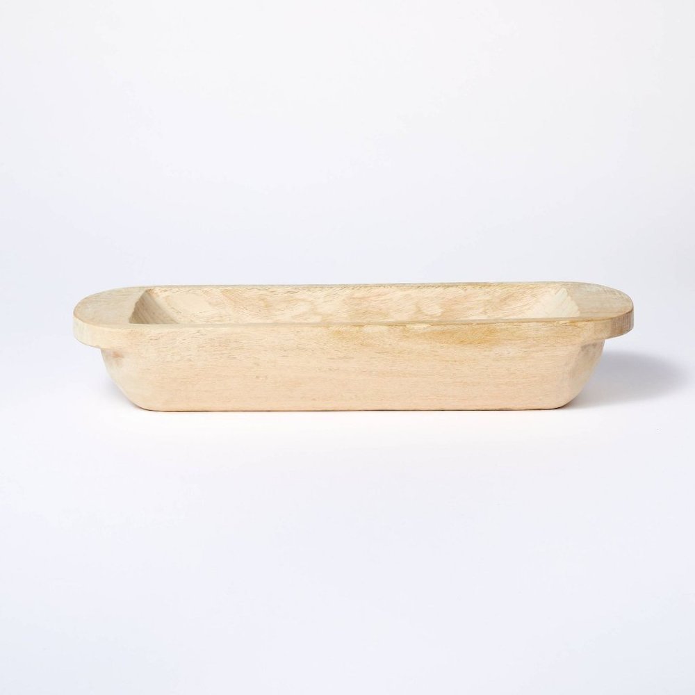 Threshold x Studio McGee Long‎ Wooden Dough Bowl Brown Target